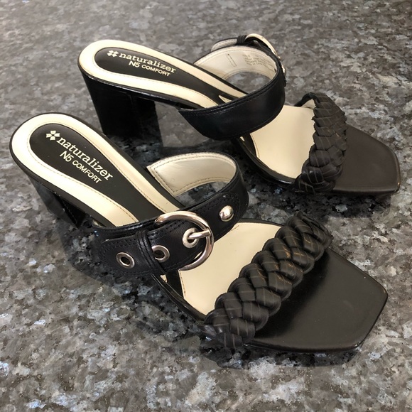 Naturalizer Shoes - Naturalizer N5 black stack heel sandal square toe